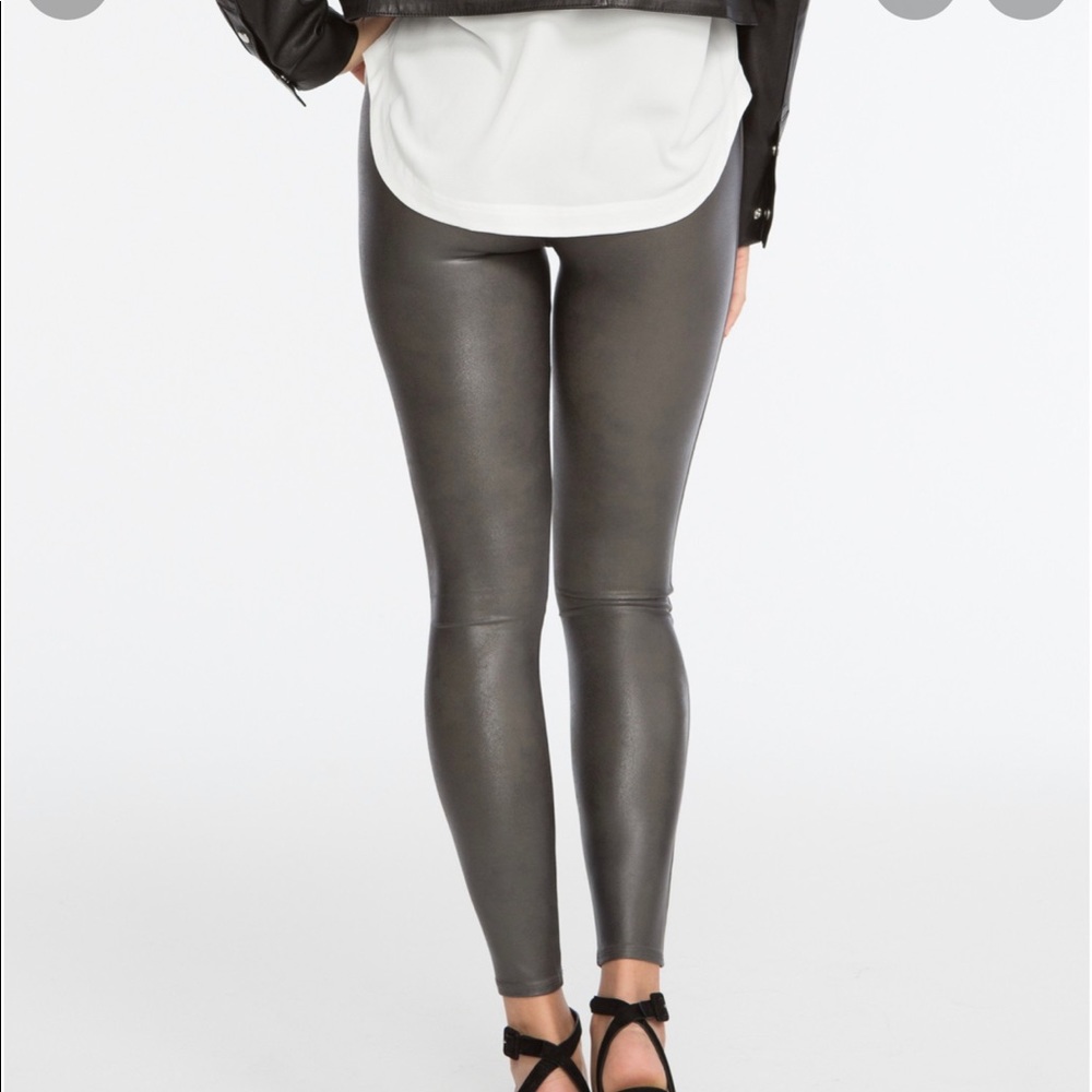 SPANX Faux Leather Leggings in Gunmetal